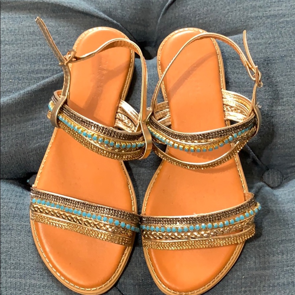 Extreme embellished gold&Turquoise Sandal 9M